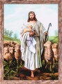 Obraz religijny Dobry Pasterz - rama brązowa przecierana