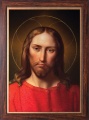Obraz religijny Jezus Chrystus - rama drewniana ze złotym paskiem