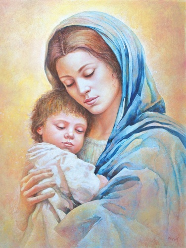 Plakat Religijny Matka Boża z Dzieciątkiem