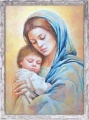Obraz religijny Matka Boża z Dzieciątkiem Jezus - rama szara przecierana