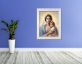 Obraz na płótnie Matka Boża z Dzieciątkiem Jezus - biała rama