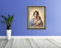 Obraz na płótnie Matka Boża z Dzieciątkiem Jezus - rama ornamentowa