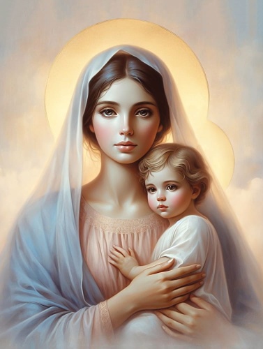 Plakat Religijny Matka Boża z Dzieciątkiem