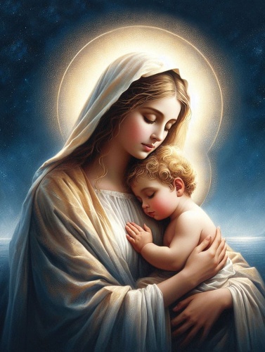 Plakat Religijny Matka Boża z Dzieciątkiem