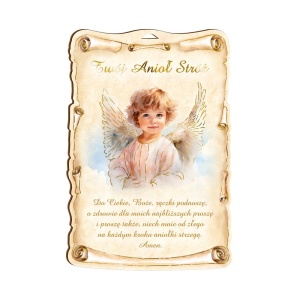 Pamiątka Chrztu Świętego, złocona - obrazek na desce