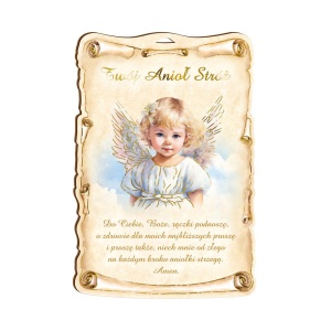 Pamiątka Chrztu Świętego, złocona - obrazek na desce