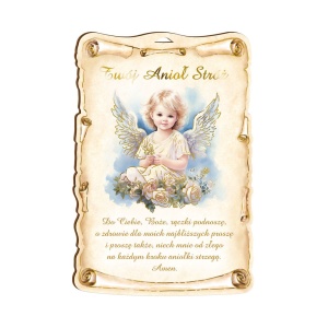 Pamiątka Chrztu Świętego, złocona - obrazek na desce