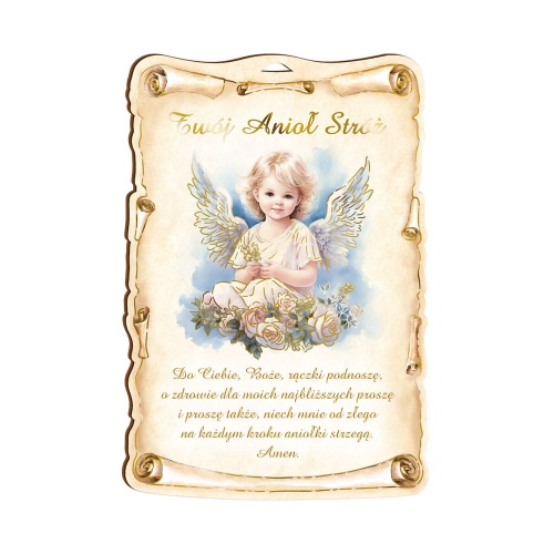 Pamiątka Chrztu Świętego, złocona - obrazek na desce