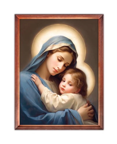 Obraz religijny Matka Boża z Dzieciątkiem Jezus - rama drewniana