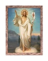 Obraz religijny Chrystus Zmartwychwstały w ramie brązowej z przetarciami