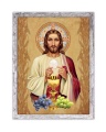 Obraz religijny Jezus Chrystus - Pamiątka Pierwszej Komunii Świętej w ramie szarej z przetarciami