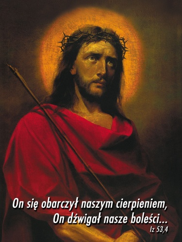 Baner na Wielki Post "On się obarczył.." 75x100cm