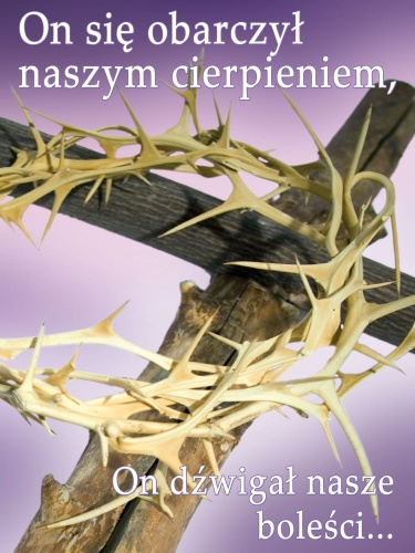 Baner na Wielki Post "On się obarczył naszym.." 75x100 cm