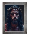 Obraz religijny Jezus Chrystus Umęczony w koronie cierniowej w srebrnej ramie
