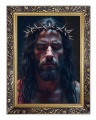 Obraz religijny Jezus Chrystus Umęczony w koronie cierniowej w ramie ornamentowej
