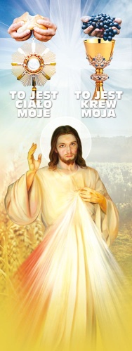 Baner na Boże Ciało "To jest Ciało moje, To jest Krew moja" 100x265 cm