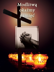 Baner na Wszystkich Świętych "Modlitwą okażmy..." 75x100 cm