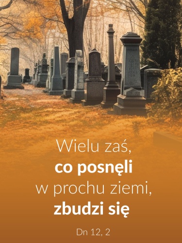 Baner religijny na Wszystkich Świętych - Wielu zaś co posnęli w prochu ziemi... 75x100 cm