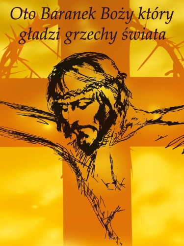 Baner na Wielki Post "Oto Baranek Boży, który..." 75x100 cm