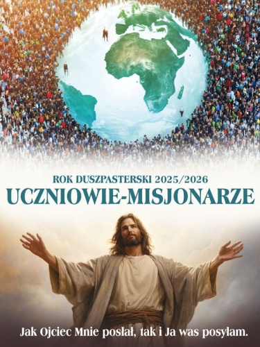 Baner na Rok Duszpasterski 2025/2026 "Uczniowie - misjonarze" 75x100 cm