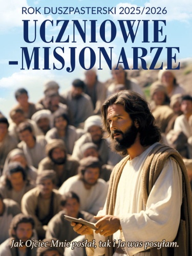 Baner na Rok Duszpasterski 2025/2026 "Uczniowie - misjonarze" 75x100 cm
