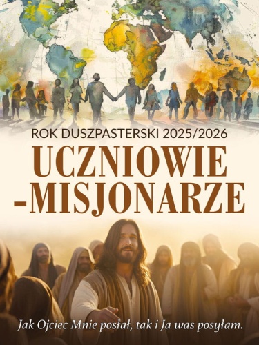 Baner na Rok Duszpasterski 2025/2026 "Uczniowie - misjonarze" 75x100 cm