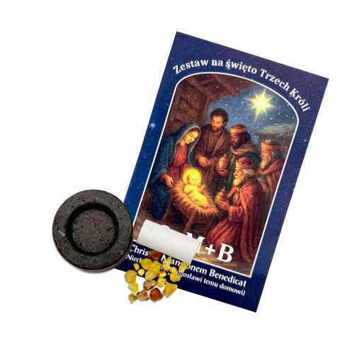 Zestaw na Trzech króli - węgielek, kreda, mirra i kadzidło KOMPLET - 1 szt.