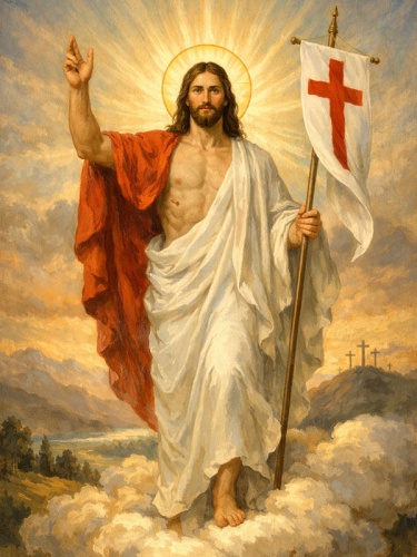 Baner religijny - Jezus Zmartwychwstały - Alleluja! 75x100 cm