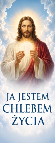 Baner na Boże Ciało "Ja jestem chlebem życia" 50x130 cm