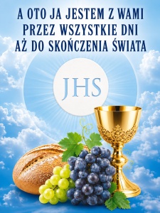 Baner na Boże Ciało "A oto ja jestem z wami" 75x100 cm