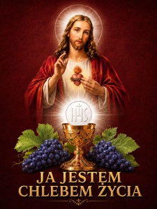 Baner na Boże Ciało "Ja jestem chlebem życia" 75x100 cm