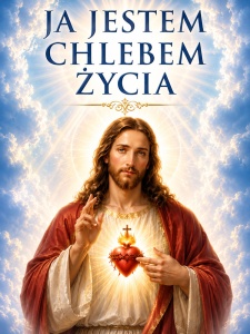 Baner na Boże Ciało "Ja jestem chlebem życia" 75x100 cm