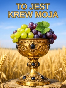 Baner na Boże Ciało "To jest krew moja" 75x100 cm