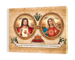 Obraz na płótnie Serce Jezusa i Serce Maryi 50x70 cm - Promocja