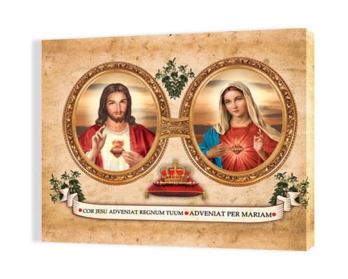 Obraz na płótnie Serce Jezusa i Serce Maryi 50x70 cm - Promocja