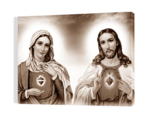 Obraz na płótnie Serce Jezusa i Serce Maryi 50x70 cm - Promocja