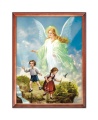 Obraz religijny dla dzieci Anioł Stróż w drewnianej ramie