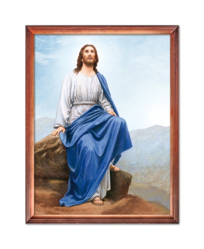 Rysunek religijny Jezus Chrystus z Góry Synaj w drewnianej ramie