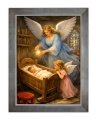 Obraz religijny dla dzieci Anioł Stróż  - srebrna rama
