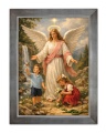 Obraz religijny dla dzieci Anioł Stróż rama srebrna