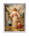 Obraz religijny dla dzieci Anioł Stróż rama szara przecierana