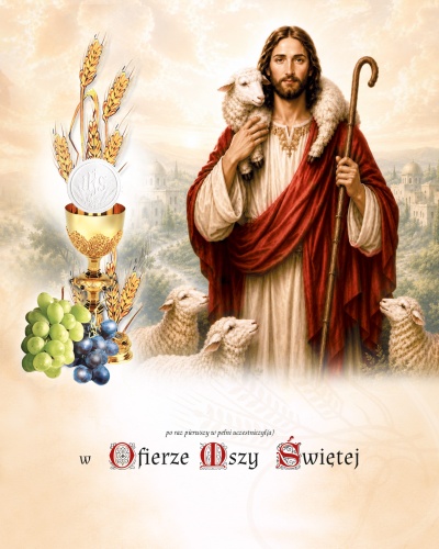 Obrazki komunijne Jezus Chrystus Dobry Pasterz 25szt./100szt.