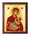 Obraz religijny Matka Boża z Dzieciątkiem Jezus w ramie drewnianej ze złotym paskiem