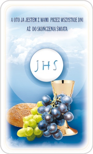 Obrazki z symbolem eucharystycznym.