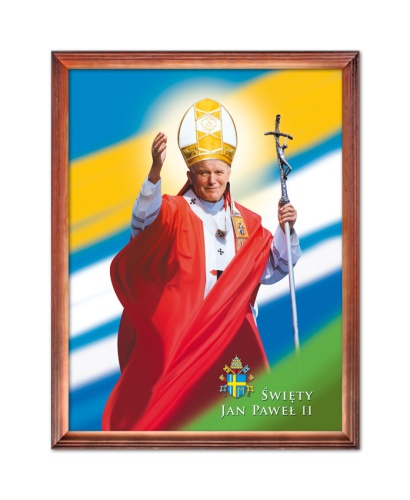 Obraz religijny Święty Jan Paweł II w drewnianej ramie