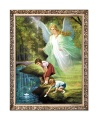 Obraz religijny dla dzieci Anioł Stróż w ramie z ornamentem