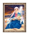 Rysunek religijny Matka Boża i Dzieciątko Jezus, Gwiazda betlejemska, Boże Narodzenie w ramie z ornamentem