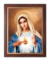 Obraz święty Serce Maryi w ramie drewnianej ze złotym paskiem