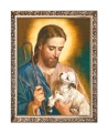 Obraz religijny Jezus Chrystus Dobry Pasterz w ramie z ornamentem