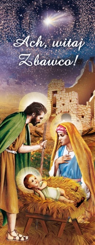 Baner na Boże Narodzenie , " Ach Witaj Zbawco" gwiazda betlejemska z pyłem